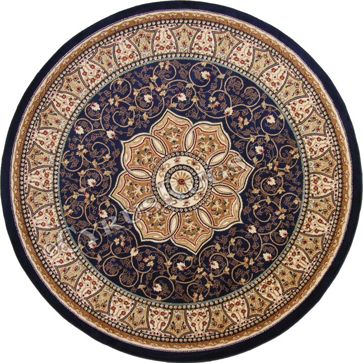 Minnesota Traditional Round Rugs 3005A Navy Cream - Click Image to Close