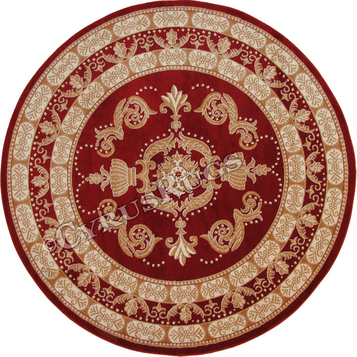 Minnesota Traditional Round Rugs 3354A Red Red - Click Image to Close