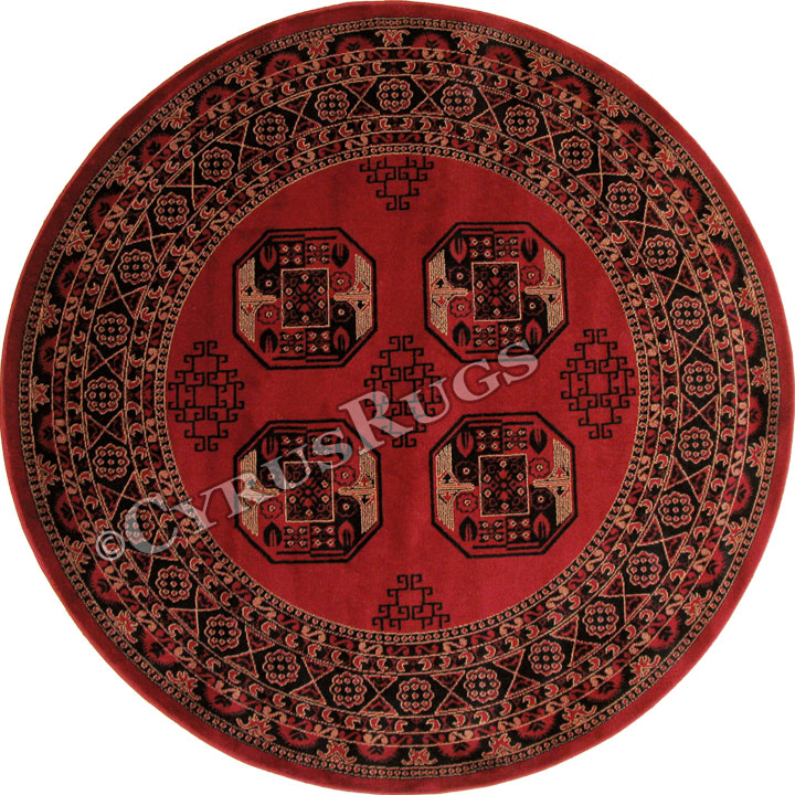 Minnesota Traditional Round Rugs 3355A Red Black - Click Image to Close