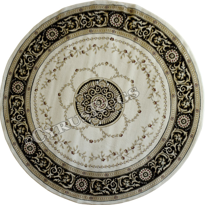 Minnesota Traditional Round Rugs 3577A Cream Black - Click Image to Close