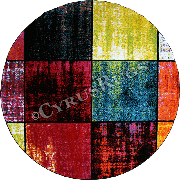 Esatto Modern Round Rugs E254A Black B. Red - Click Image to Close
