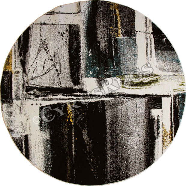 Esatto Modern Round Rugs G196A Black White - Click Image to Close