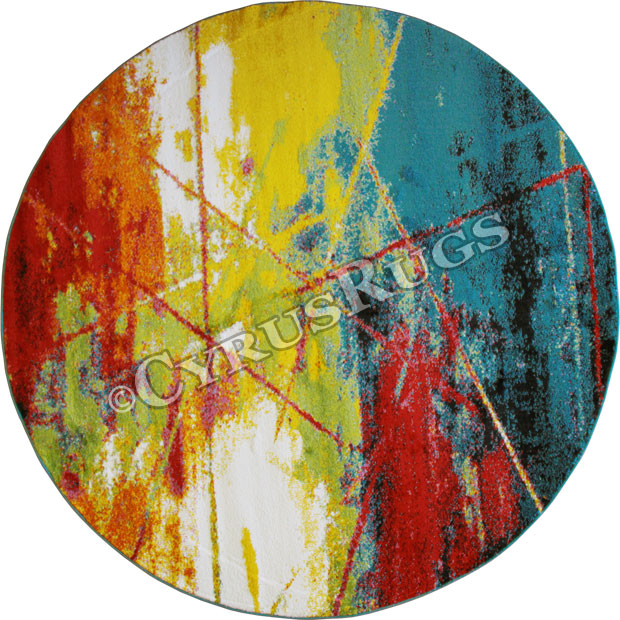 Esatto Modern Round Rugs G522A White Blue - Click Image to Close