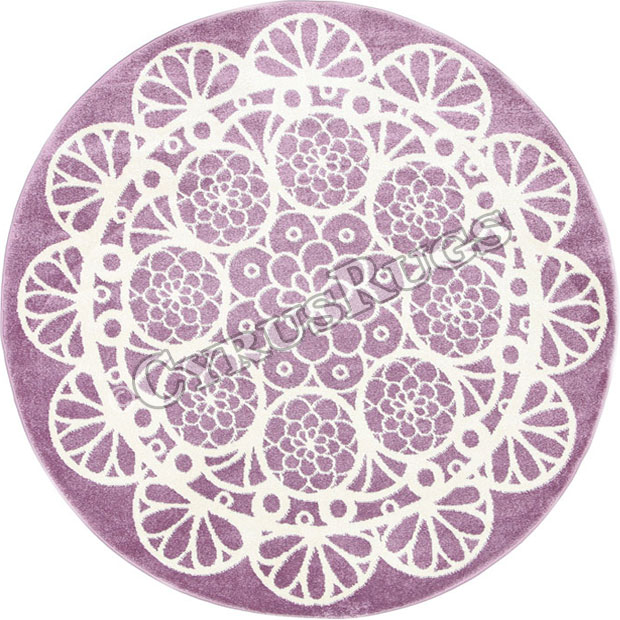 Bambino Round Modern Floral Rugs 15926-55 - Click Image to Close