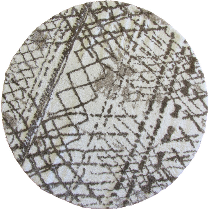 SoHo Moroccan Round Shaggy Rugs 2945A White Dark Beige - Click Image to Close