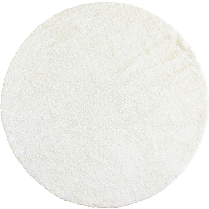 SoHo Plain Round Shaggy Rugs PC00A White White - Click Image to Close