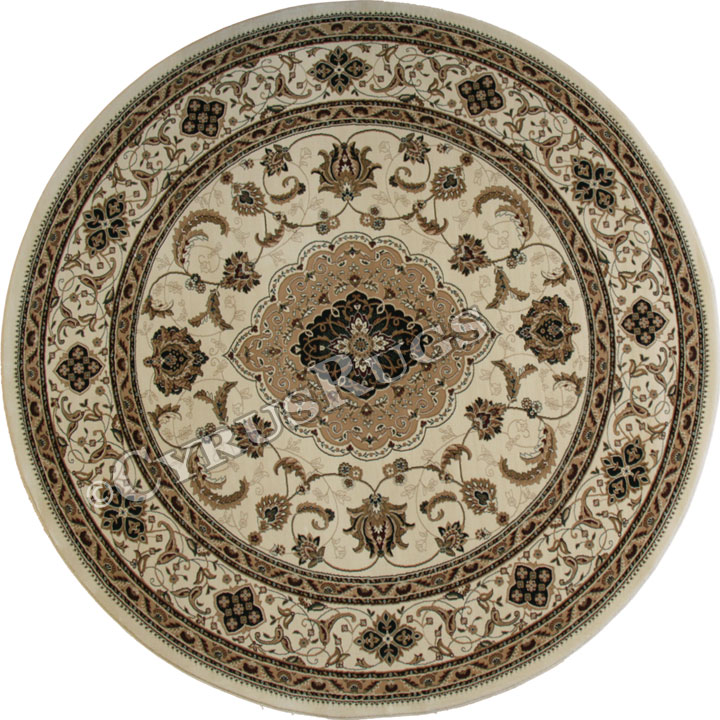 San Diego Traditional Round Rugs 2222A Cream Cream - Click Image to Close