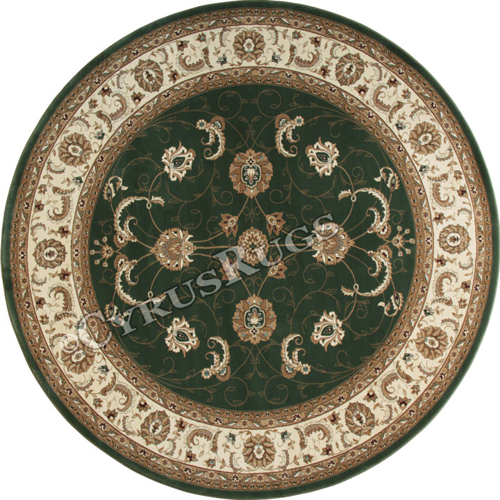 San Diego Traditional Round Rugs 2117A Green Cream - Click Image to Close
