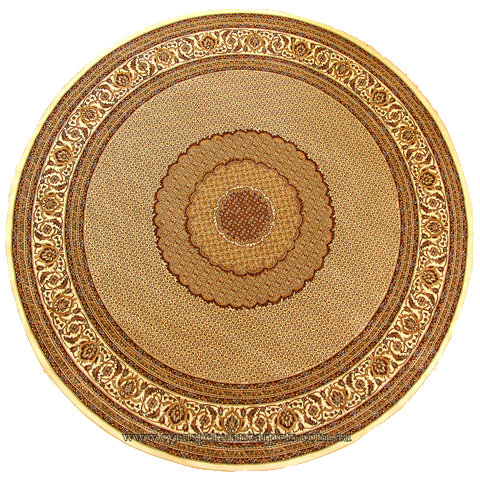 Hereke Traditional Round Rug Mahi Ivory - Click Image to Close