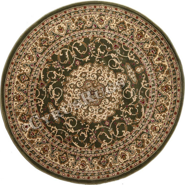 Gianni Traditional Round Rugs 600 Green - Click Image to Close