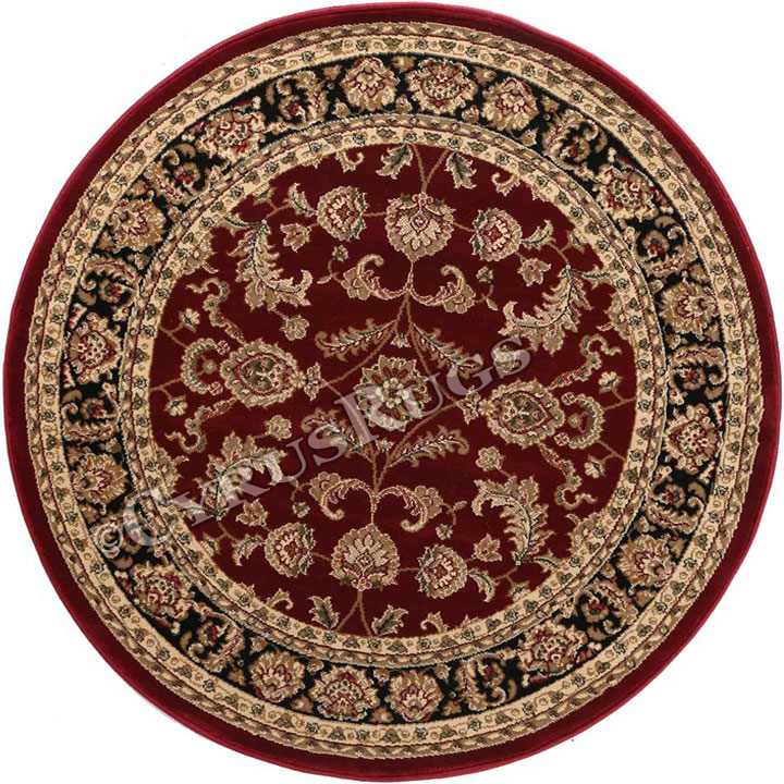 Gianni Traditional Round Rugs 500 Red Black - Click Image to Close