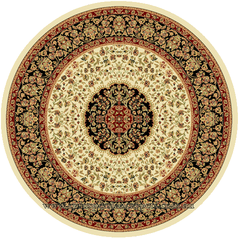 Sydney Traditional Round Rug 7020A Cream Black - Click Image to Close