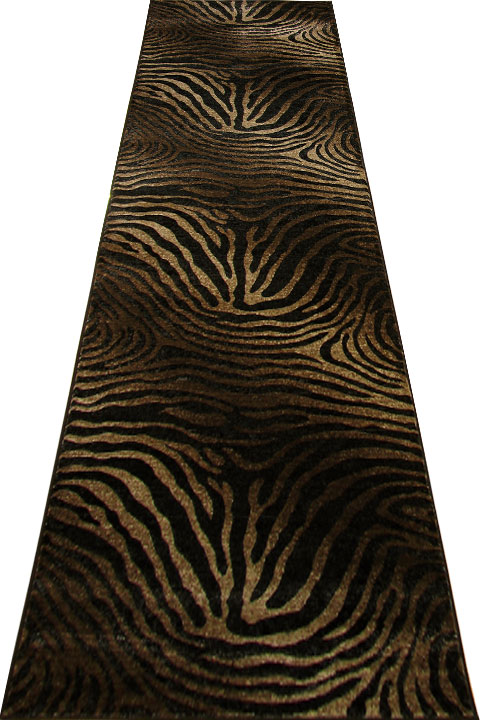 Alpi Animal Print Hallway Runner Rug 4422A Black - Click Image to Close