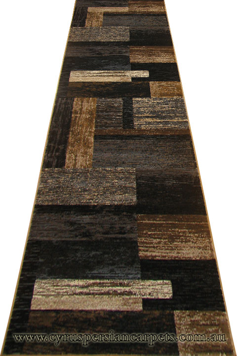 Alpi Geometric Hallway Runner Rug 9610A Black - Click Image to Close