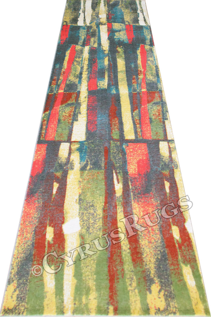 Autumn Contemporary Hallway Runner Rug HB208 Yellow Multi - Click Image to Close