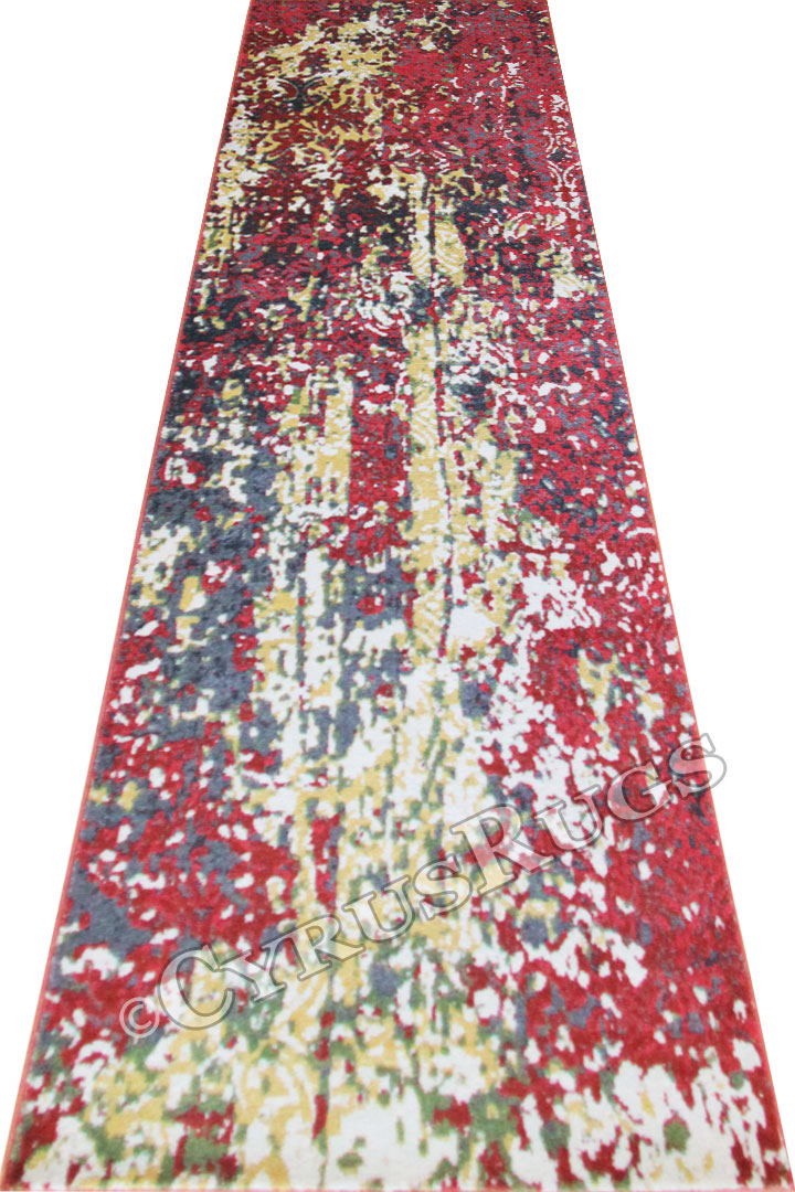 Autumn Contemporary Hallway Runner Rug HB214 Coral Orenge - Click Image to Close