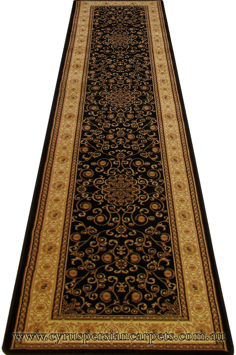 Fantastic Hallway Runner Rug 667 Black Cream - Click Image to Close