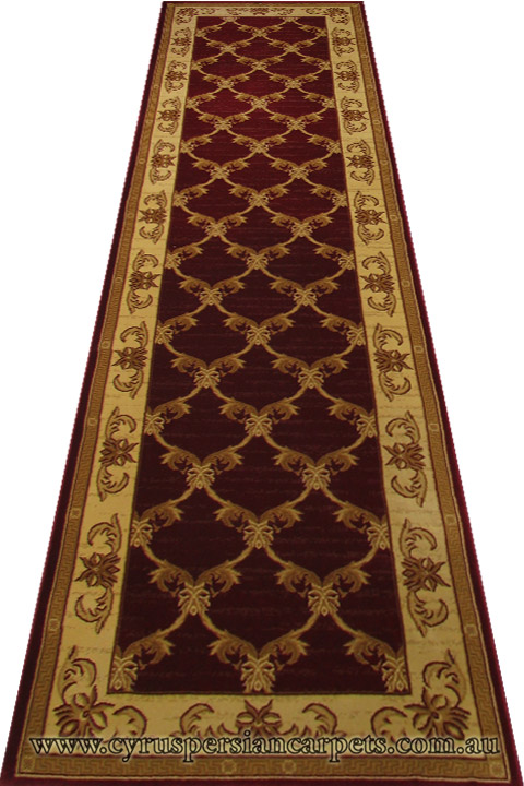 Maacoo Trellis Hallway Runner Rug 954 Red - Click Image to Close