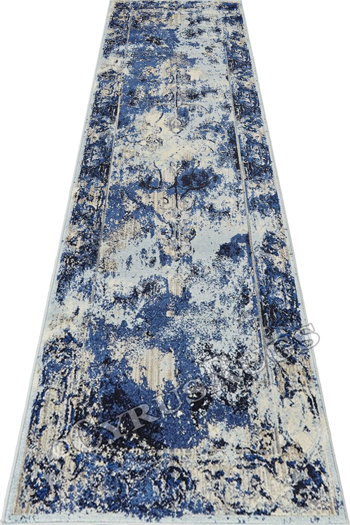 Mayson Contemporary Hallway Runner Rugs 34715 CBlue Sand - Click Image to Close