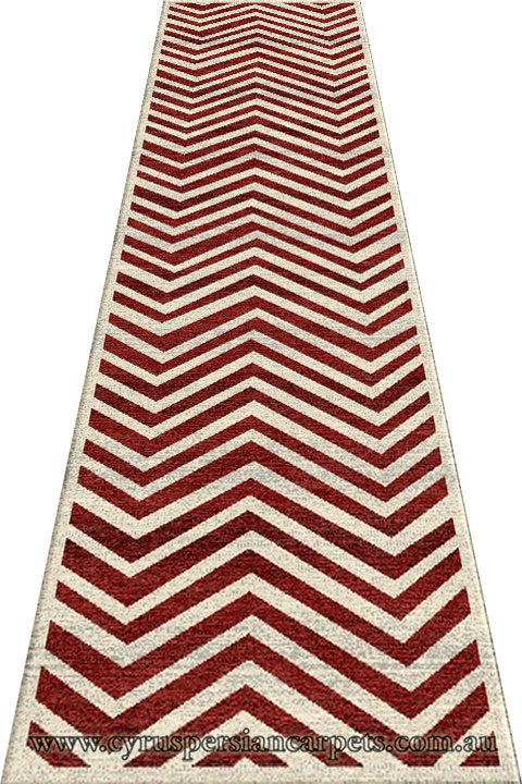 Morocco Chevron Hallway Runner Rug MG095 Red Cotton LI - Click Image to Close