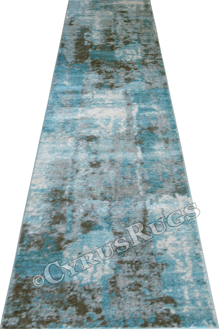 Morocco Hallway Runner Rugs 0W627 Cotton Aqua - Click Image to Close