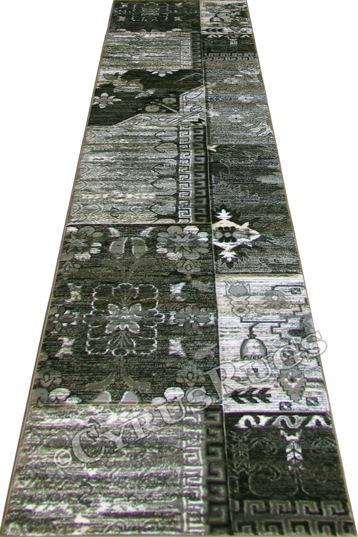 Patchworks Abstract Hallway Runner Rug 2998 Grey - Click Image to Close