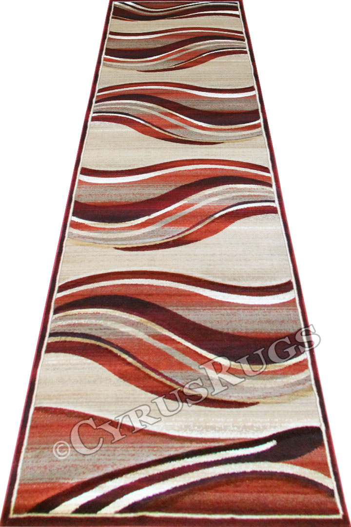 Pisa Wavy Hallway Runner Rug 4333A-Red - Click Image to Close