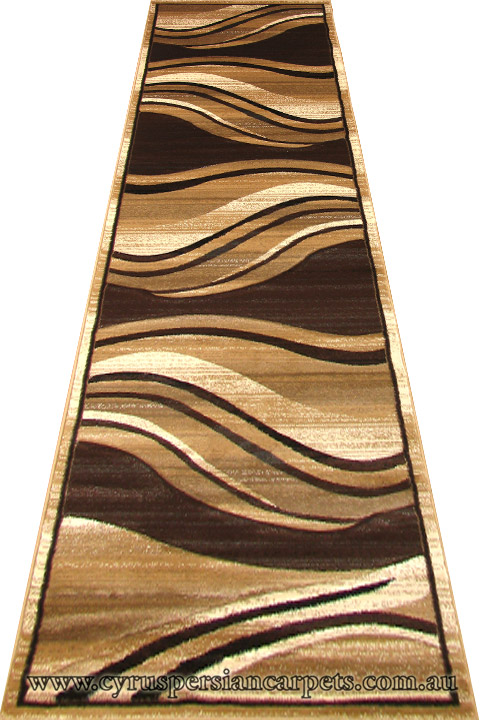 Pisa Wavy Hallway Runner Rug 4333A Light Beige - Click Image to Close