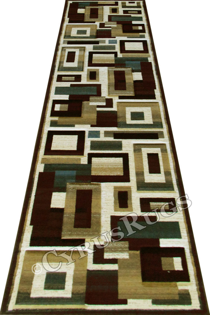 Pisa Square Pattern Hallway Runner Rug A056A White - Click Image to Close