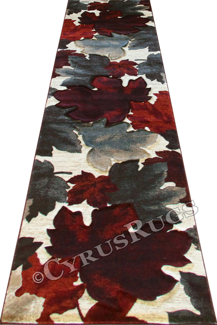 Pisa Floral Hallway Runner Rug G111A Burgundy - Click Image to Close