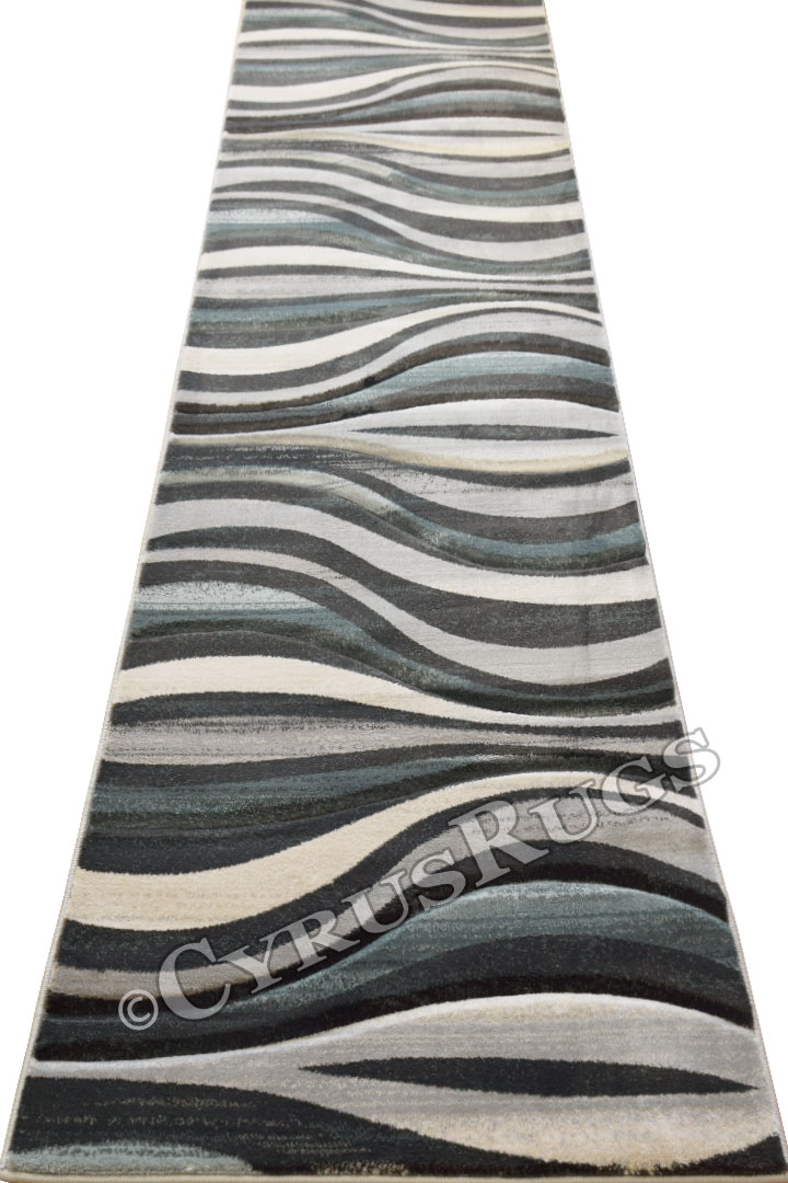 Pisa Wavy Hallway Runner Rug J431A Anthracite - Click Image to Close