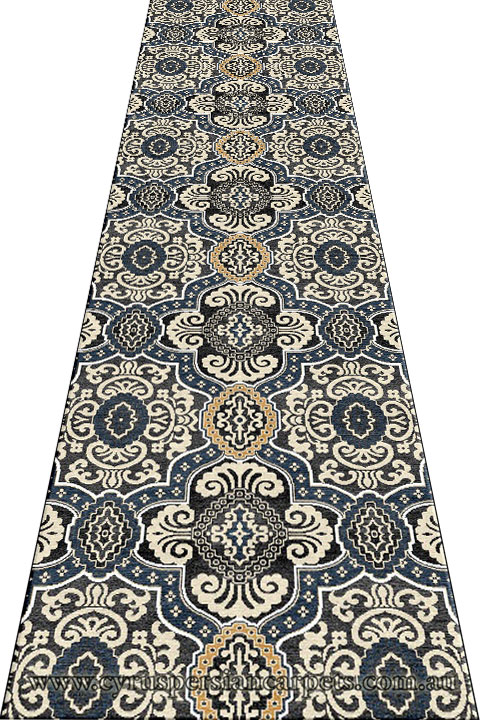Rizzy Floral Hallway Runner Rug 3601F D Grey NBLU EU - Click Image to Close