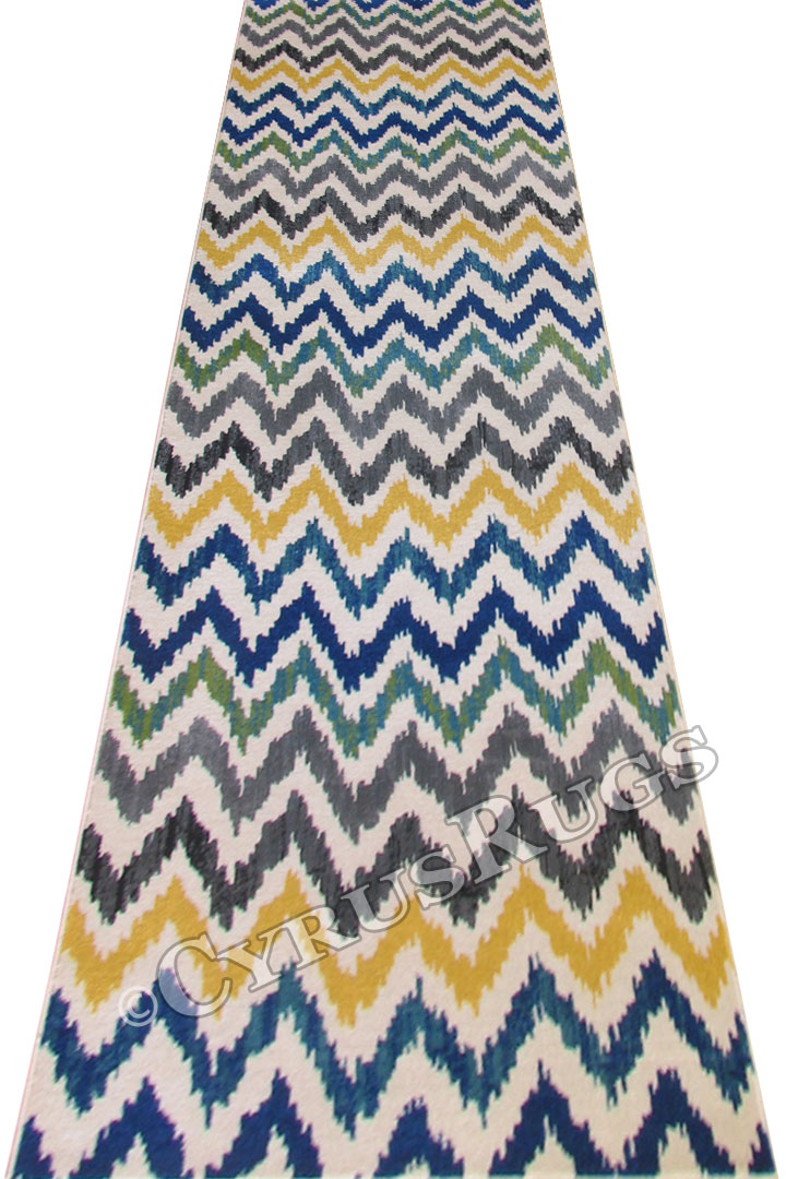 Rizzy Chevron Hallway Runner Rug BF011 Cotton Multi EU - Click Image to Close