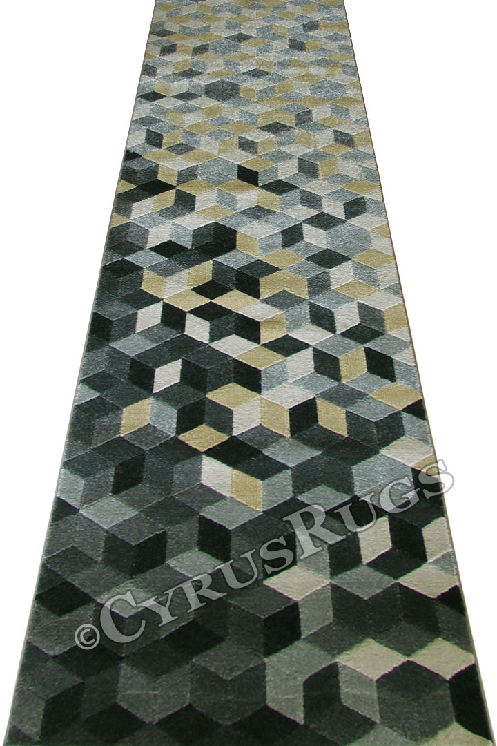 Rizzy Geometric Hallway Runner Rug BF064 Cotton Silver - Click Image to Close