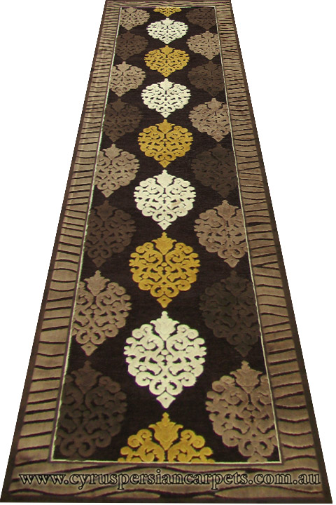 Romeo Hallway Runner Rug 1806B Brown - Click Image to Close