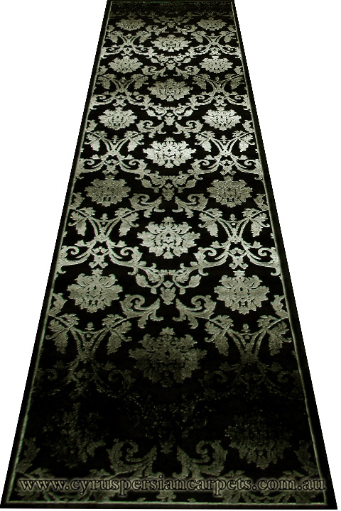 Romeo Hallway Runner Rug 8540A Black - Click Image to Close