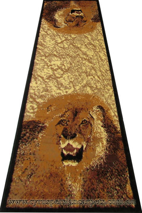 Khalaf Africa Lion Hallway Runner Rug 430-785X - Click Image to Close