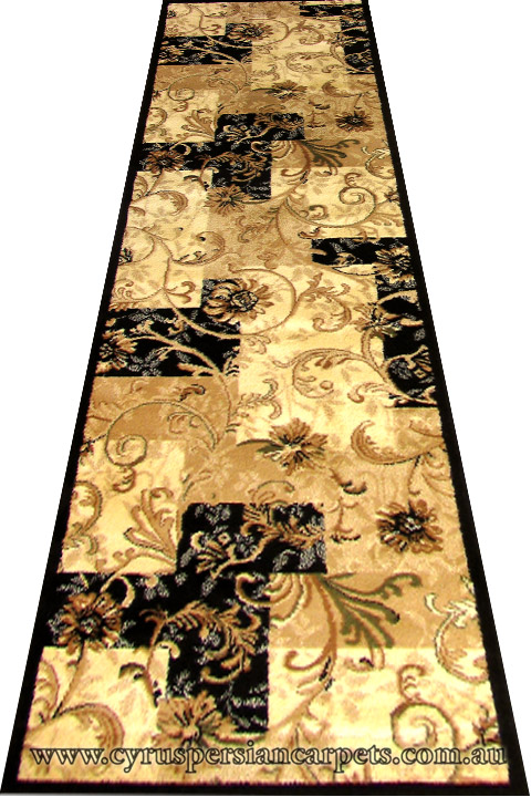 Rovigo Hallway Runner Rug 4634A Black Black - Click Image to Close