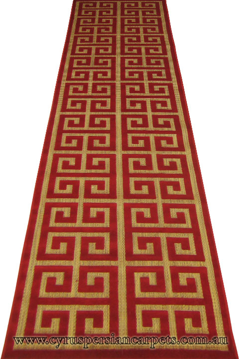Marco Flatweave Hallway Runner Rug 3286F-Tan-Red-LH - Click Image to Close