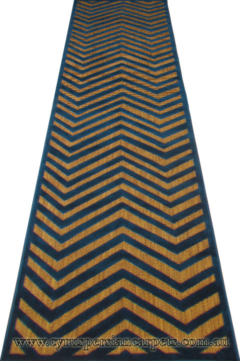 Marco Flatweave Hallway Runner Rug MG216-Tan-NBlue-LG - Click Image to Close