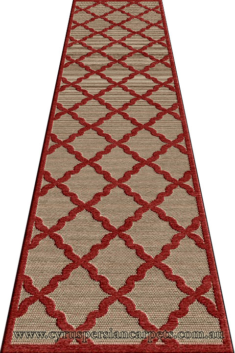 Marco Flatweave Hallway Runner Rug 3292F Tan Red LH - Click Image to Close