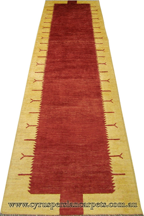 Gabbeh Tolidi Hand Knotted Wool Hallway Runner Rug - Click Image to Close