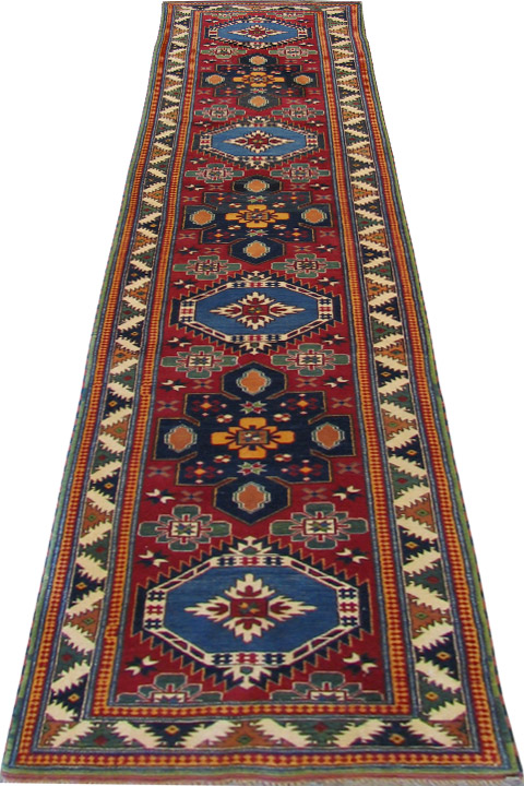 Gazni Hand Knotted Wool Hallway Runner Rug - Click Image to Close