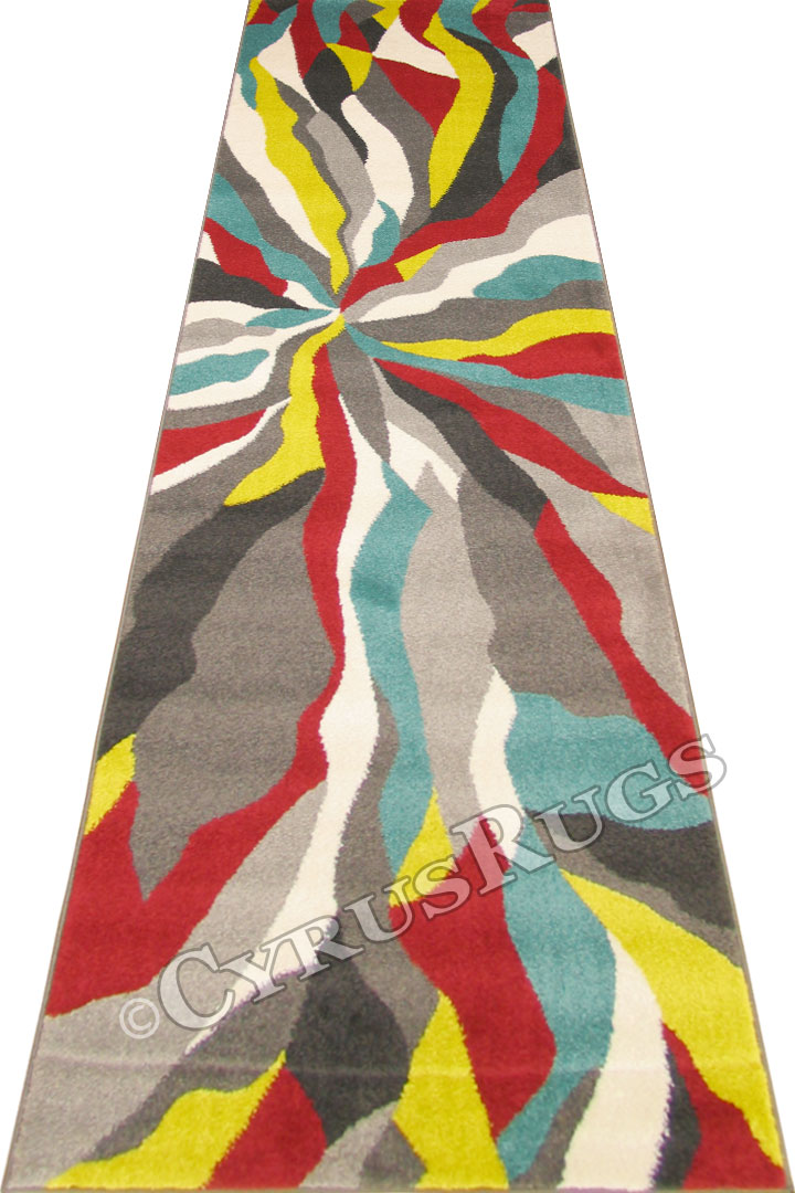 Boston Modern Hallway Runner Rugs A178A L. Grey Red - Click Image to Close