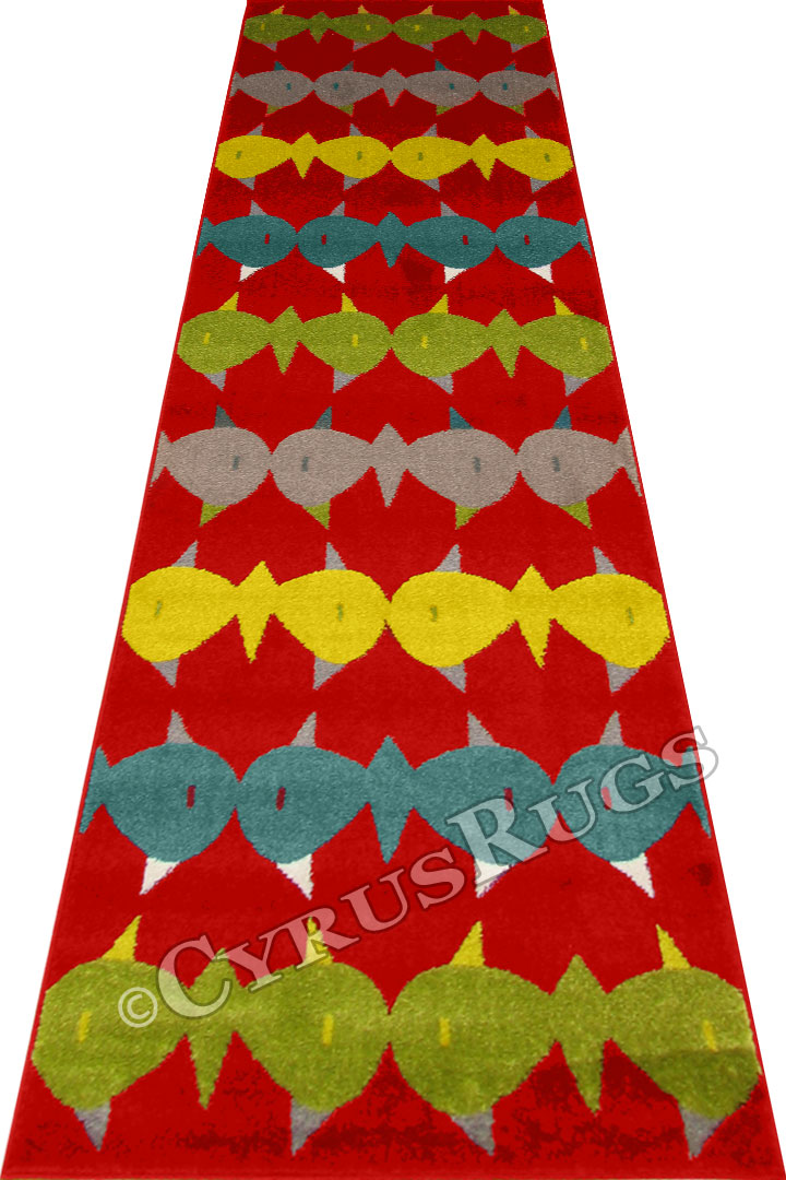 Boston Modern Hallway Runner Rugs A299A Red Red - Click Image to Close
