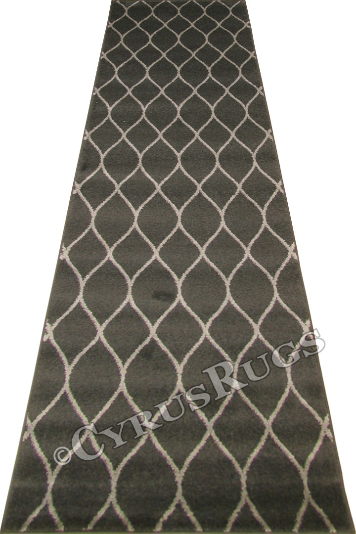 Boston Modern Hallway Runner Rugs B139A Black L. Gray - Click Image to Close