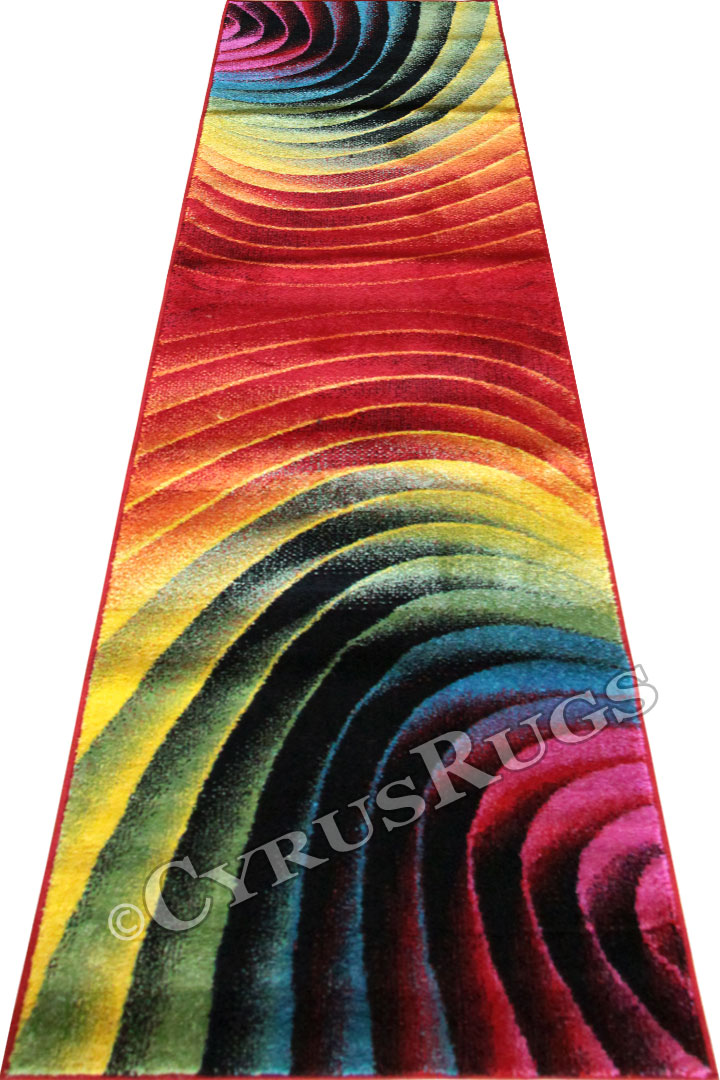 Splendido Modern Hallway Runner Rug 4764A L.Red Black - Click Image to Close