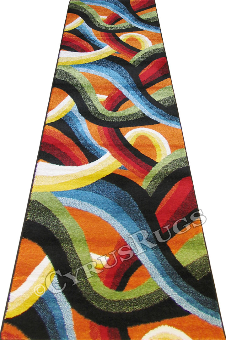 Splendido Modern Abstract Hallway Runner Rugs 5121A-Black - Click Image to Close