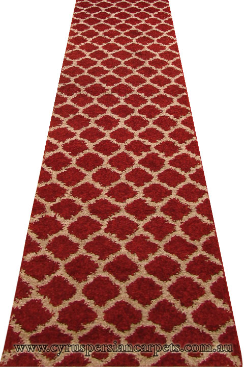 Marrakesh Shaggy Hallway Runner Rug 2496A Red Bone - Click Image to Close