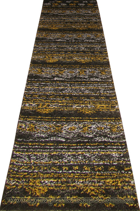 Marrakesh Shaggy Hallway Runner Rug 2547A Black Cream - Click Image to Close